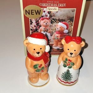 SPODE CHRISTMAS TEDDY BEAR SALT & PEPPER SHAKERS